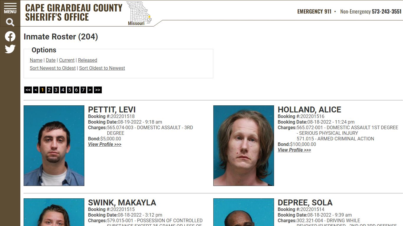 Inmate Roster - Cape Girardeau County MO Sheriff's Office